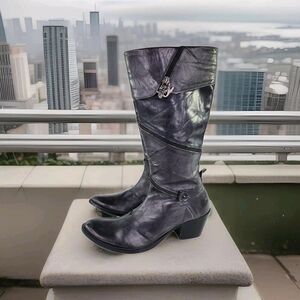 Siren By Mark Nason Rock Knee High Boots US 7 Women's Black Dragon Zip Around